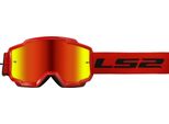 Maschera Motocross LS2 Charger Rosso Lente Iridium