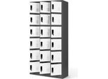 Armadio 3B6A Armadio In Lamiera Su Zoccolo Con 18 Scatole Portavalori Armadio In Metallo 18 Scomparti In Lamiera D'acciaio 185 Cm X 90 Cm X 40 Cm Colore: Bianco Antracite