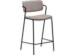 (Set Di 2) Sedia Da Banco Zed Dan-Form Con Braccioli Bouclé Grigio Chiaro.