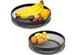 Cesto Di Frutta Eluno - Set Di 2 Cesti Per Il Pane, Fruttiera Rotonda, In Metallo Nero