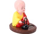 Piccolo Monk Figurine Alimentato Ad Energia Solare Colore Brillante Squisito Auto Cruscotto Ornamento Casa Decor