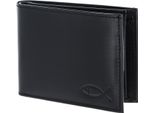 Oxmox Pelle Portafoglio Leather Rfid Protect PocketböRse Freedom Fish Embossed Black Nero