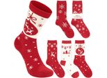 Brubaker 5 Paia Di Calze Natalizie Da Donna 36-41 - Renne E Fiocchi Di Neve - Calze Di Cotone Norvegese Rosso Bianco