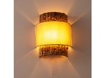 Lampada Da Parete Con Schermo In Rattan E Tessuto Colore Beige – Stile Boho Naturale, Culot E27 „VÉLa“