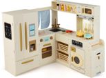Cucina Per Bambini Costway, Cucina Ad Angolo Con 22 Accessori, Bidone Della Spazzatura, Frigorifero A Doppia Porta, Macchina Per I Cubetti Di Ghiaccio, Lavatrice, Luci E Suoni, Per Bambini Dai 3 Anni In Su