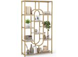 Libreria Costway, Scaffale In Piedi Con Ripiani, Scaffale Espositivo Con Struttura In Metallo, Scaffale Portaoggetti Geometrico, Bianco E Oro