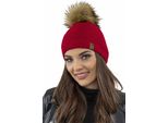 Berretto Da Donna Vivisence Con Pompon, Copricapo Caldo E Accogliente Per L'inverno E L'autunno, Berretto Invernale Con Pompon, Berretto Caldo A Maglia Grossa, Berretto Classico Da Donna, Eu, Rosso, Misura Universale