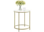 Vasagle Tavolino Rotondo Comodino Tavolino Da Caffè 50 X 50 X 55 Cm Tavolo In Vetro Con Struttura In Metallo Tavolino Da Divano Balcone Vetro Temperato Oro