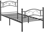 Struttura Letto In Metallo Vasagle, Struttura Letto Singolo, Struttura Letto, Adatto Per Materasso 90 Cm X 190 Cm, Letto Per Ospiti, Per Adulti, Montaggio Facile, Nero