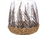 Gilde Windlicht, Konisch, "Greenery"", Blattdesign, Glas, GrüN, , H. 16 Cm, D. 16,5 Cm 51436"