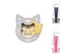 Confezione Di Biscotti Con Rilievo Di Gatto + 2 Penne Di Cioccolato Fondente E Fucsia