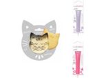 Confezione Di Biscotti Con Rilievo Di Gatto + 2 Barrette Di Cioccolato Nei Colori Lilla E Fucsia