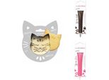 Confezione Di Biscotti In Rilievo Per Gatti + 2 Barrette Di Cioccolato Marroni E Fucsia