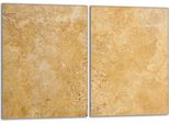 Set Di Piastre Di Copertura Per Piano Cottura 2X40X52 Cm Copertura Per Piano Cottura In Ceramica Alzatina In Vetro, Beige Ardesia