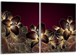 Set Di Piastre Di Copertura Per Piano Cottura 2X40X52 Cm In Ceramica Con Alzatina In Vetro, Marrone Orchidea
