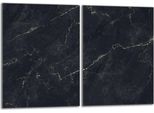 Set Di Piastre Di Copertura Per Piano Cottura 2X40X52 Cm Copertura Per Piano Cottura In Ceramica Alzatina In Vetro, Marmo Nero