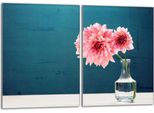 Set Di Piastre Di Copertura Per Piano Cottura 2X40X52 Cm In Ceramica Con Alzatina In Vetro, Rosa Dalia
