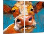 Piastre Copri Fornelli 2 Pezzi 30X52 Vetro Copri Piano Cottura In Ceramica, Animale Mucca