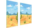 Piastre Copri Fornelli 2 Pezzi 75X52 Copri Piano Cottura In Ceramica Tagliere In Vetro Montagne Cactus