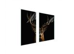 Piastre Copri Fornelli 2 Pezzi 75X52 Ceramica Copri Piano Cottura Vetro Tagliere Cervo Nero