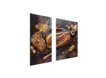 Piastre Copri Fornelli 2 Pezzi 75X52 Ceramica Copri Piano Cottura Vetro Tagliere Pane Marrone