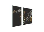 Piastre Copri Fornelli 2 Pezzi 75X52 Copri Piano Cottura In Ceramica Tagliere In Vetro Musica Nero