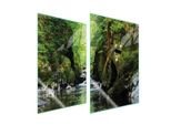 Piastre Copri Fornelli 2 Pezzi 35X52 Ceramica Copri Piano Cottura Tagliere Vetro Paesaggio Foresta