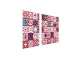 Piastre Copri Fornelli 2 Pezzi 90X52 Copri Piano Cottura In Ceramica Tagliere In Vetro Mosaico Rosso