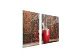 Piastre Copri Fornelli 2 Pezzi 90X52 Ceramica Copri Piano Cottura Vetro Tagliere Caffè Rosso