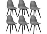 [6X Sedia Di Design 83 X 54 X 48Cm Sedia Da Pranzo Grigia E Nera Sedie In Plastica In Stile Scandinavo Con Protezione Per Il Pavimento