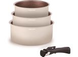 Arthur Martin - Set Di 3 Padelle Da 16 - 18 - 20 Cm + 1 Manico, In Alluminio Con Rivestimento Antiaderente, Manico Rimovibile Per Tutti I Tipi Di Piani Di Cottura, Compresa L'induzione