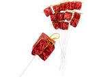 Regali Su Filo Piumato 12 Pezzi Rosso Decorazione Di Natale