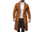 Cappotto Da Uomo Autunno Inverno Lungo Trench Slim Fit Doppiopetto Cappotto Invernale Bavero Cappotto Da Uomo Giacca Invernale Casual Business, Uomo, Rosso Mattone, Xl