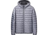 Uomo Giacca Casual Trapuntata Giacca Invernale Giacca Imbottita Calda E Spessa Autunno Inverno Giacca Di Transizione Zip Giacca Outdoor, Grigio, L