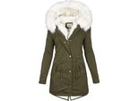 Giacca Invernale Lunga Da Donna - Cappotto Caldo Con Cappuccio, Parka Invernale Con Zip, Giacca In Felpa Slim-Fit Con Coulisse E Tasche, Blu Navy, 5XL
