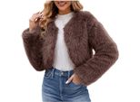 Giacca Corta Da Donna In Pelliccia Sintetica Cappotto In Pelliccia Sintetica Cappotto In Pelliccia Spessa E Calda Giacca Invernale In Pelliccia Giacca Invernale A Maniche Lunghe, Donna , Cachi, M