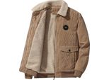 Giacca Invernale, Giacca Da Uomo In Velluto A Coste Foderato, Caldo Cappotto Invernale Con Collo Ad Aletta, Uomo, Nero, M