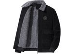 Giacca Invernale, Giacca Da Uomo In Velluto A Coste Foderato, Caldo Cappotto Invernale Con Collo Ad Aletta, Uomo, Nero, L