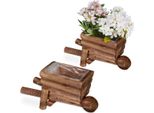 Carriola In Legno Per Piante - Set Da 2