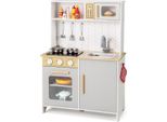 Cucina Per Bambini In Legno Con Microonde, Piano Cottura, Lavello E Forno, Cucina Da Gioco Per Bambini, Bianca