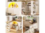 Sweiko Tavolo Da Bar Allungabile Con Porta (135-205×39×100Cm), Tavolo Da Bar Moderno Mobile, Tavolo Da Bar Telescopico Con Led Tavolo Alto Isola Cucina, Design Porta Curva, Bianco