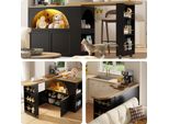Sweiko Tavolo Da Bar Allungabile Con Porta (135-205×39×100Cm), Tavolo Da Bar Moderno Mobile, Tavolo Da Bar Telescopico Con Led Tavolo Alto Isola Cucina, Design Porta Curva, Nero