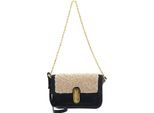 Ted Baker Pelle Borsa A Tracolla Borsa A Tracolla Sherlin Twist Lock Detail Shearling Shoulder Bag Black Nero