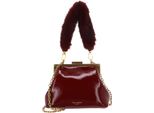 Ted Baker Pelle Borsa Da Sera Purcel Leather Patent Fur Handle Clutch Bag Red Rosso Scuro