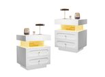 Comodino 2STK Comodino Con Illuminazione Led Comodino Con 2 Cassetti, 1 Vano A Giorno, Bianco, L100/D40/H60 Cm, Truciolato