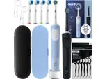 Spazzolino Elettrico Oral-B Vitality Pro D103 Duo Nero/Blu + 4 Ricambi Di Precisione + 2X Custodia + 2X Tappi
