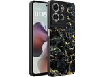 Custodia Per Motorola Moto G56 Con Stampa Marmo Oro Nero - Tpu Backcover Case Black Gold Marble Design - Black Gold - Smartphonica