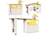 Tavolo Da Bar Allungabile Con Vano Portaoggetti (135-205×39×100 Cm), Moderno Tavolo Da Bar Mobile, Tavolo Da Bar Telescopico Con Led, Tavolo Alto Da Bistrot