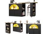 Tavolo Da Bar Allungabile Con Spazio Di Archiviazione (135-205×39×100Cm), Tavolo Da Bar Moderno Mobile, Tavolo Da Bar Telescopico Con Isola Da Cucina Tavolo Alto Led
