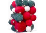 Set Di 35 Pezzi Di Decorazioni Natalizie In Velluto, Decorazioni Per L'albero Di Natale Da Appendere, Decorazioni Natalizie Per La Casa, Rosso, Verde, Bianco